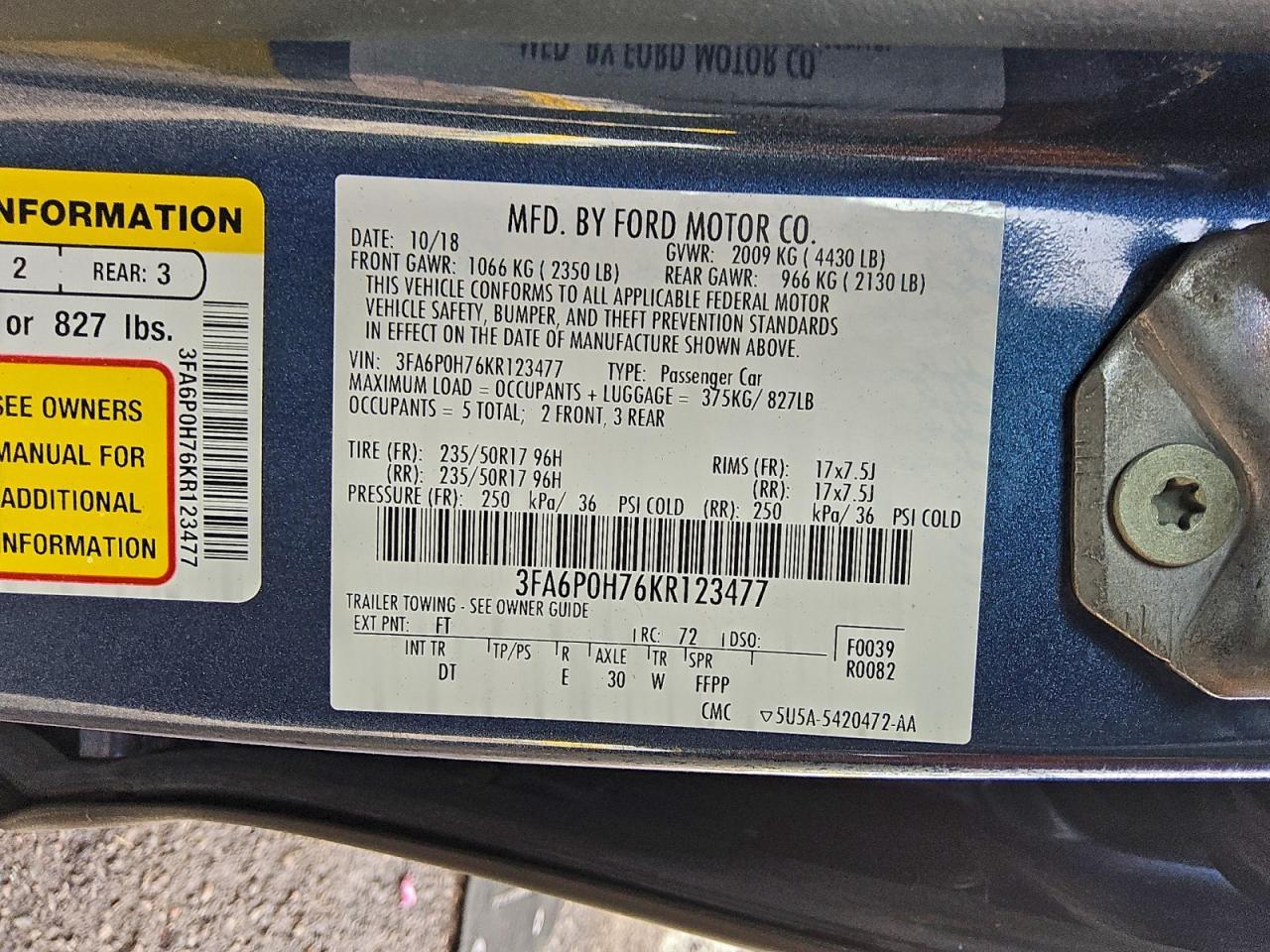 2019 FORD FUSION