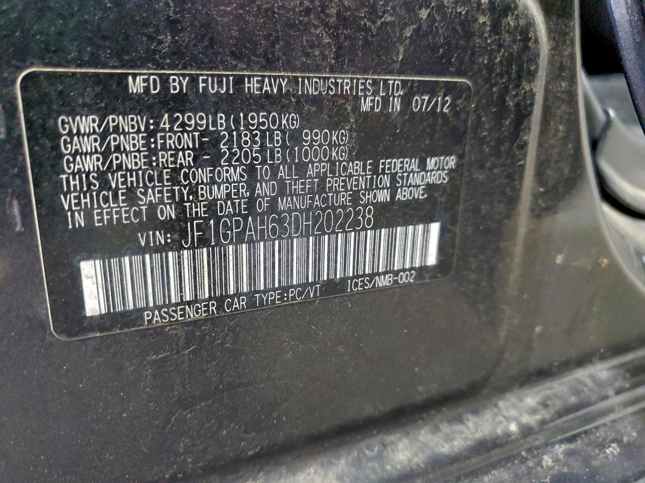 2013 SUBARU IMPREZA