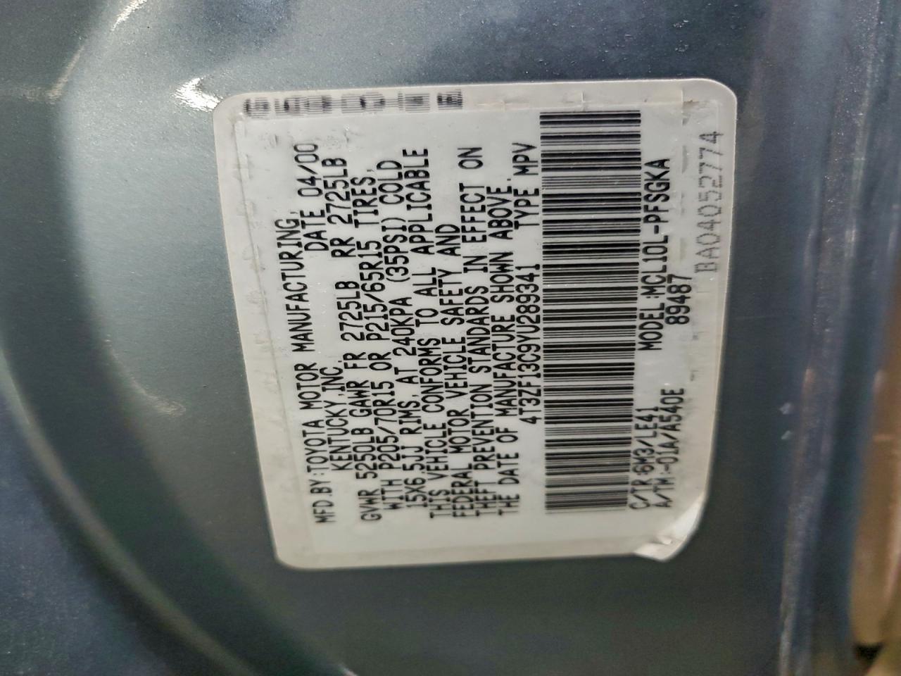 2000 TOYOTA SIENNA