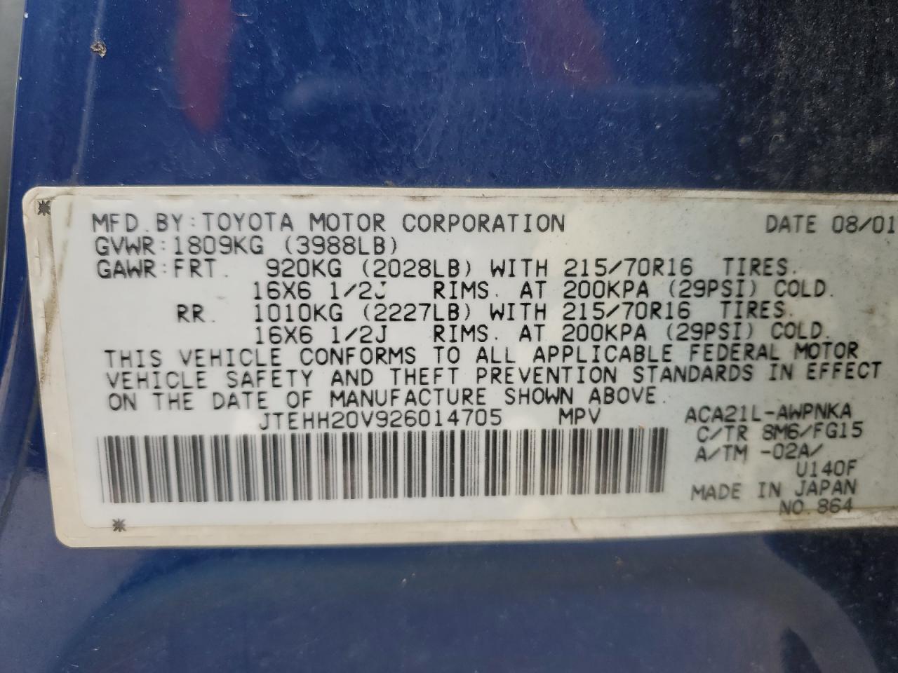 2002 TOYOTA RAV4