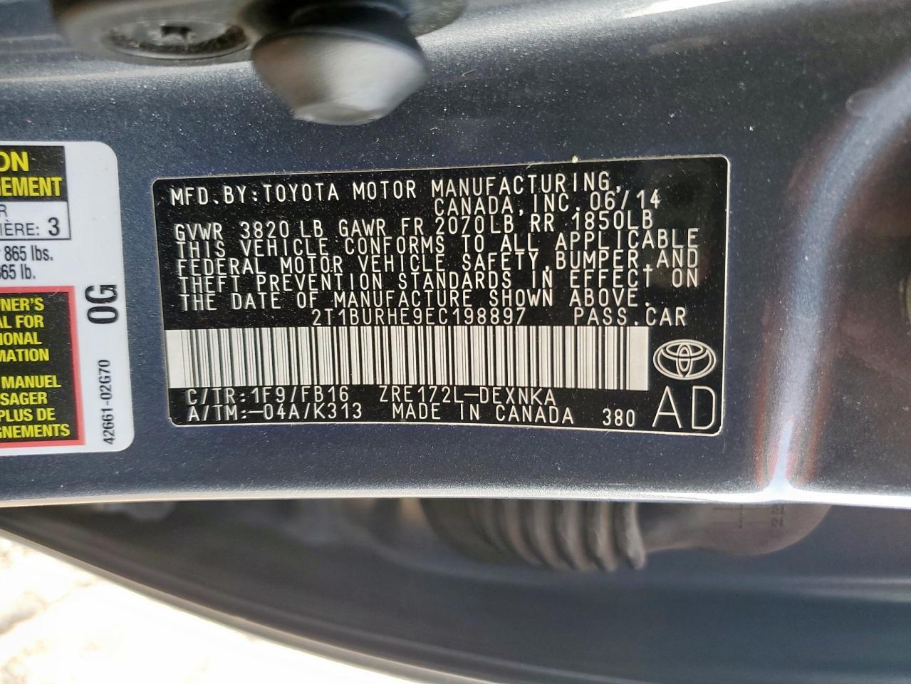 2014 TOYOTA COROLLA