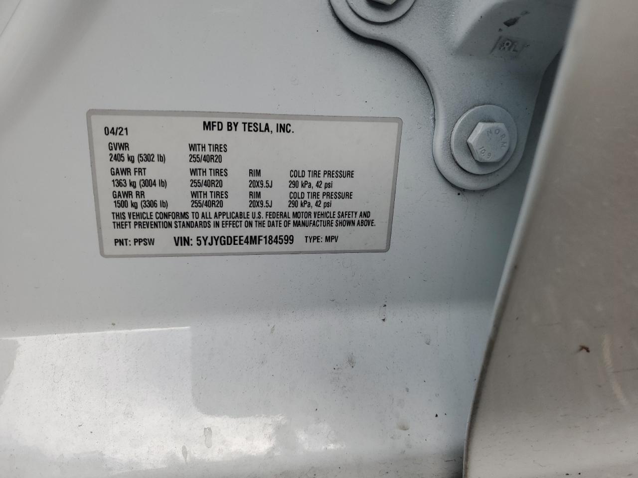 2021 TESLA MODEL Y