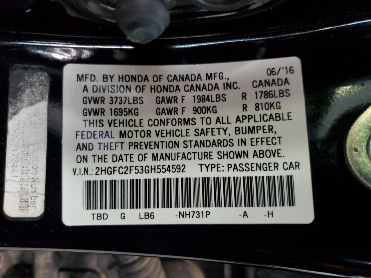 2016 HONDA CIVIC
