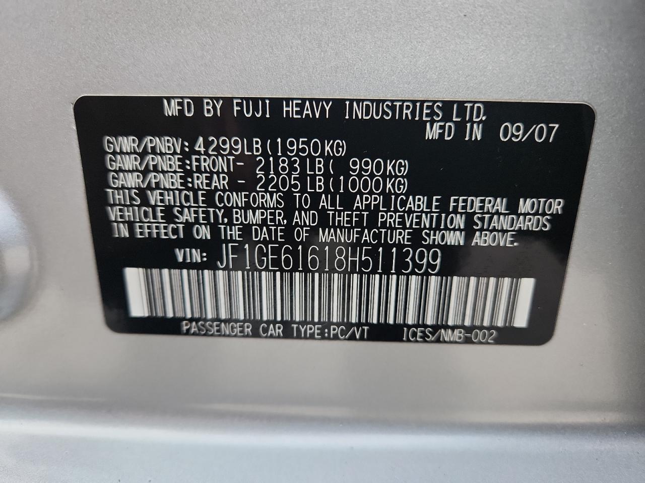 2008 SUBARU IMPREZA