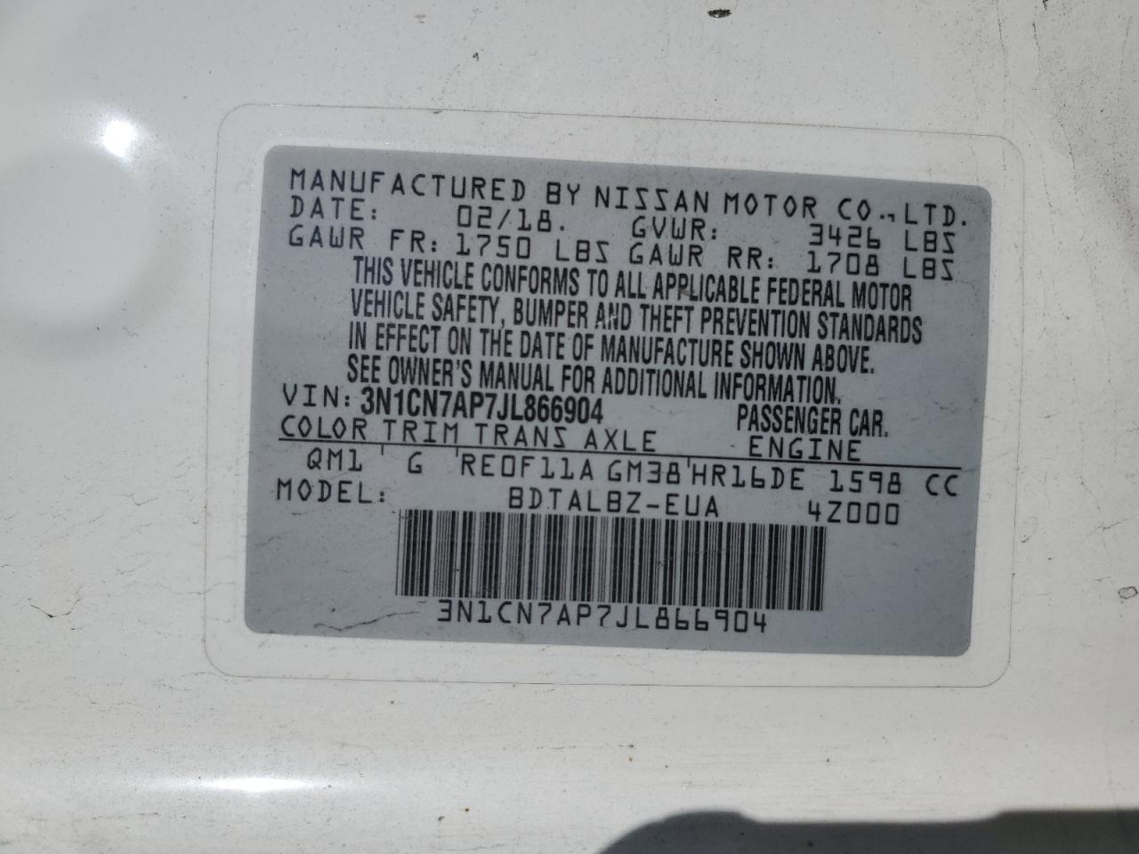 2018 NISSAN VERSA