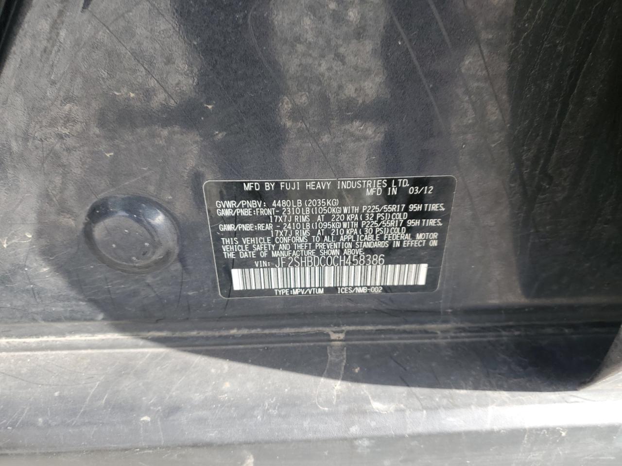 2012 SUBARU FORESTER