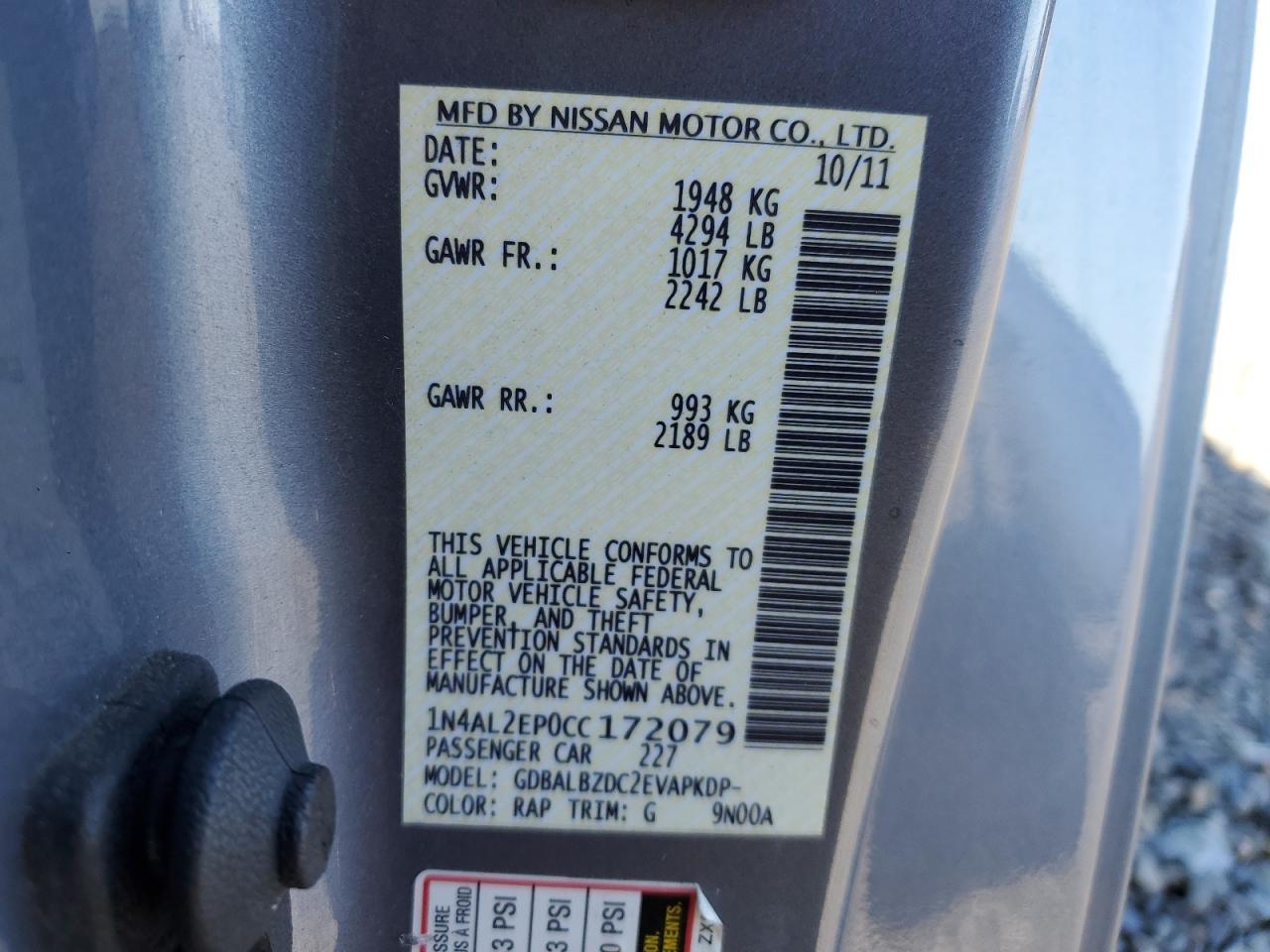 2012 NISSAN ALTIMA