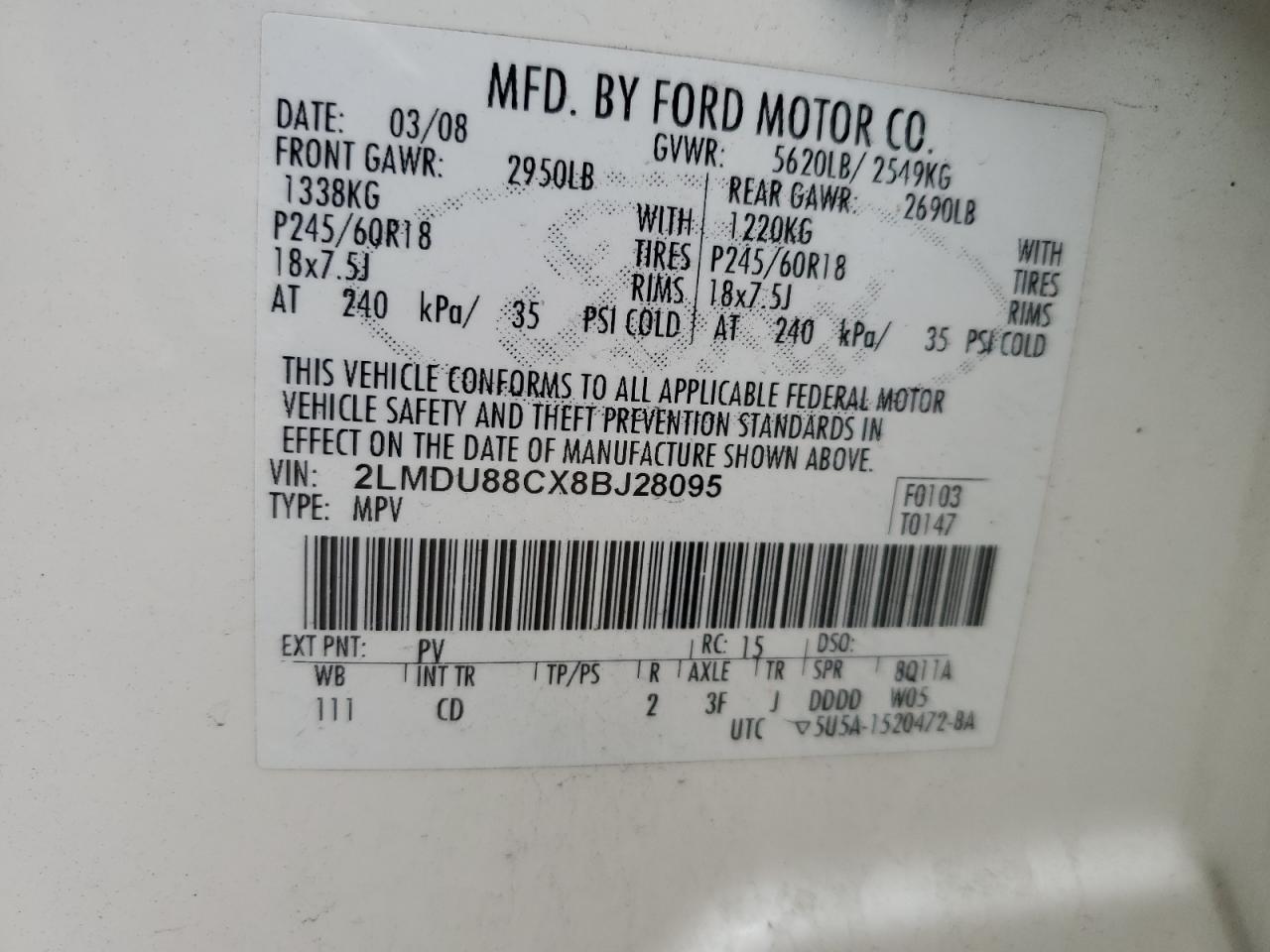 2008 LINCOLN MKX