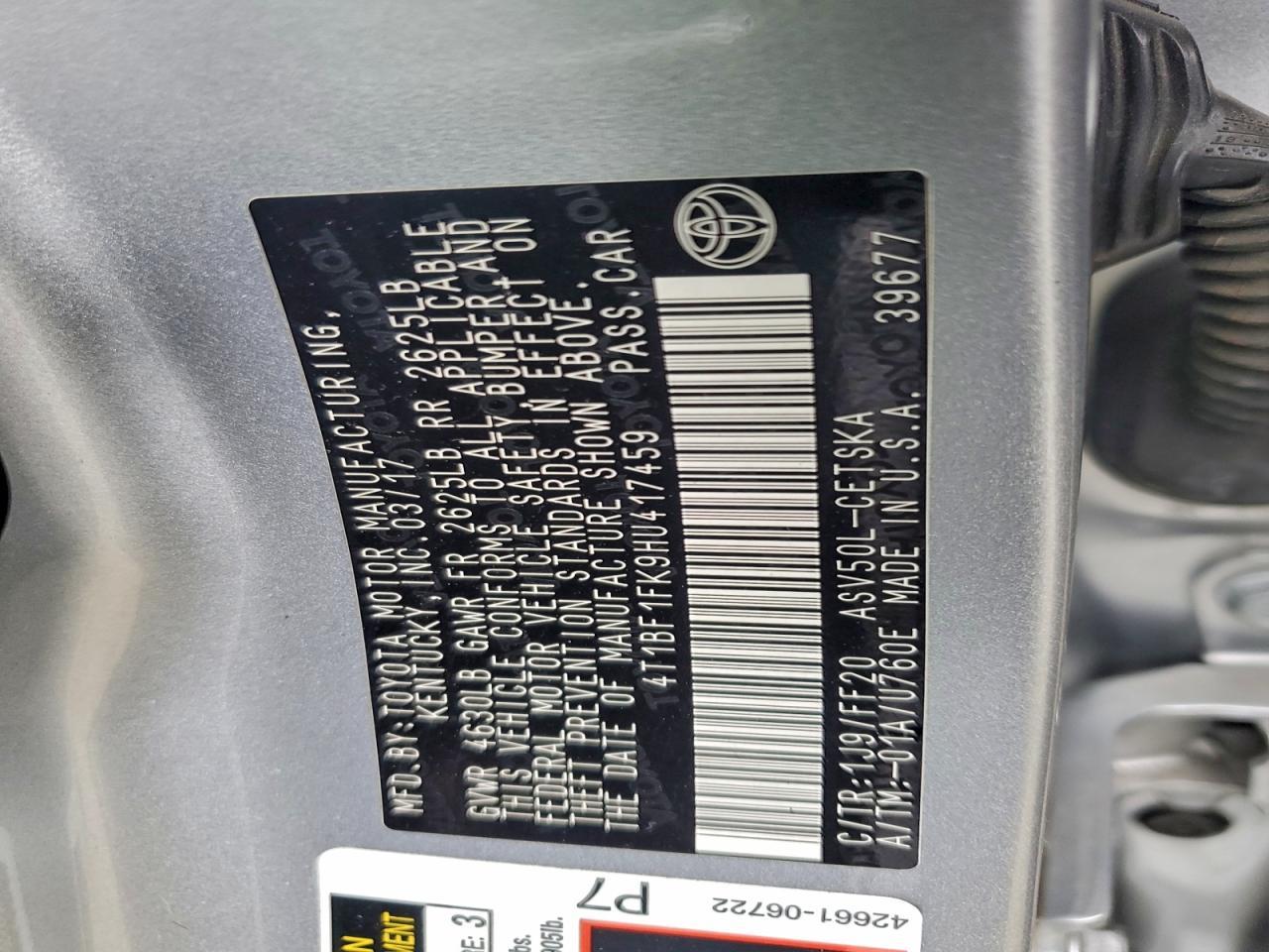 2017 TOYOTA CAMRY