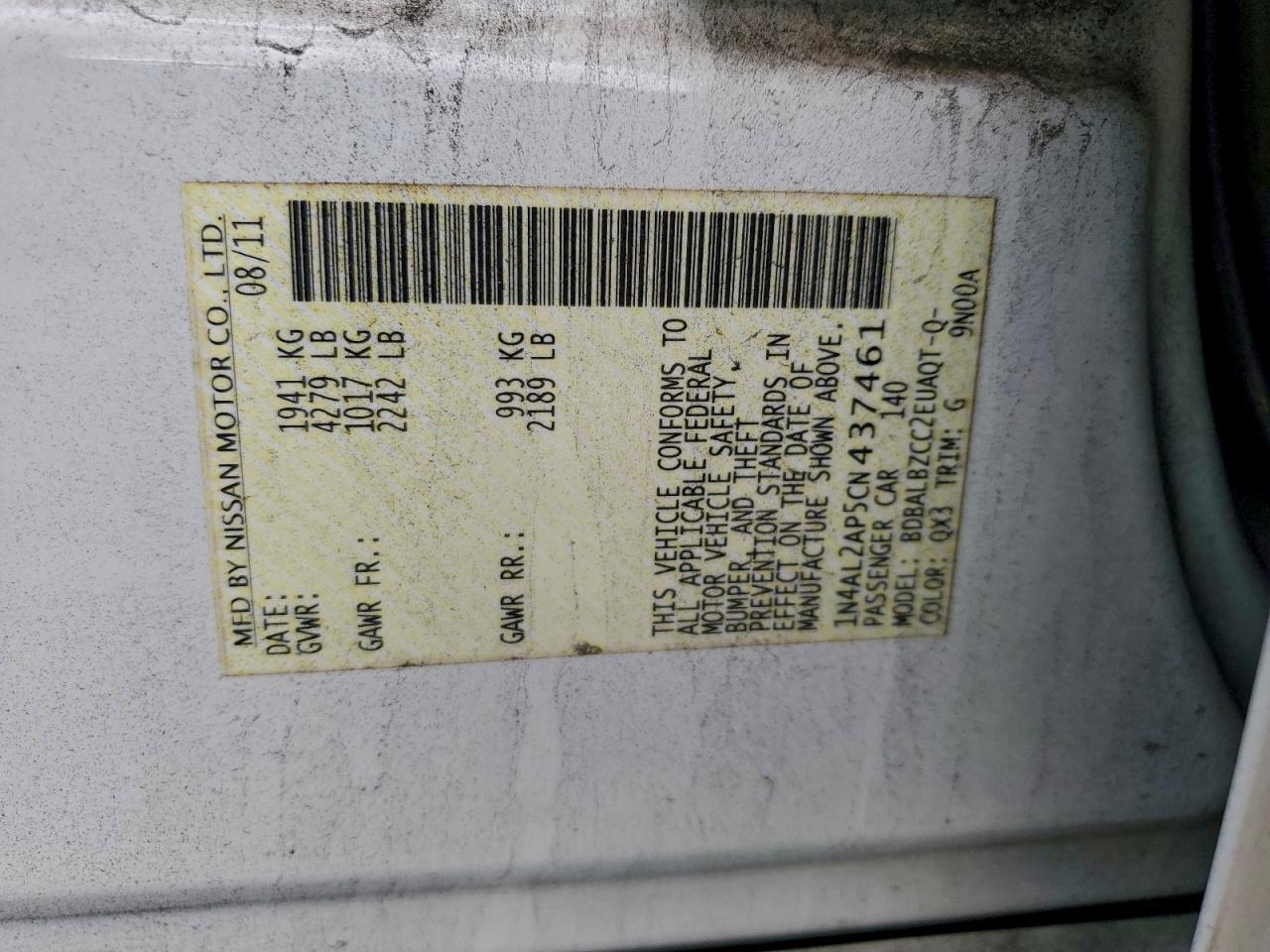 2012 NISSAN ALTIMA