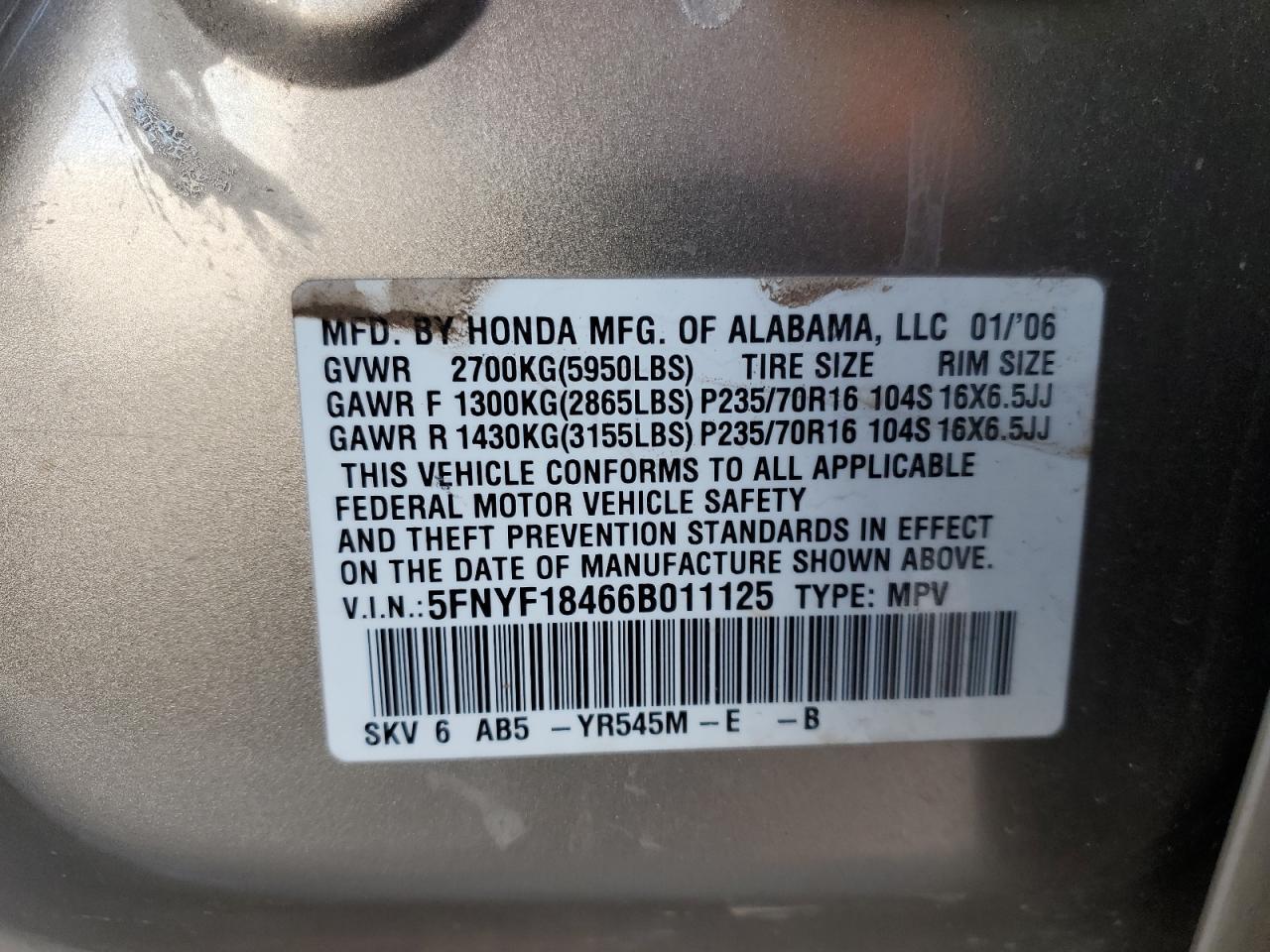 2006 HONDA PILOT