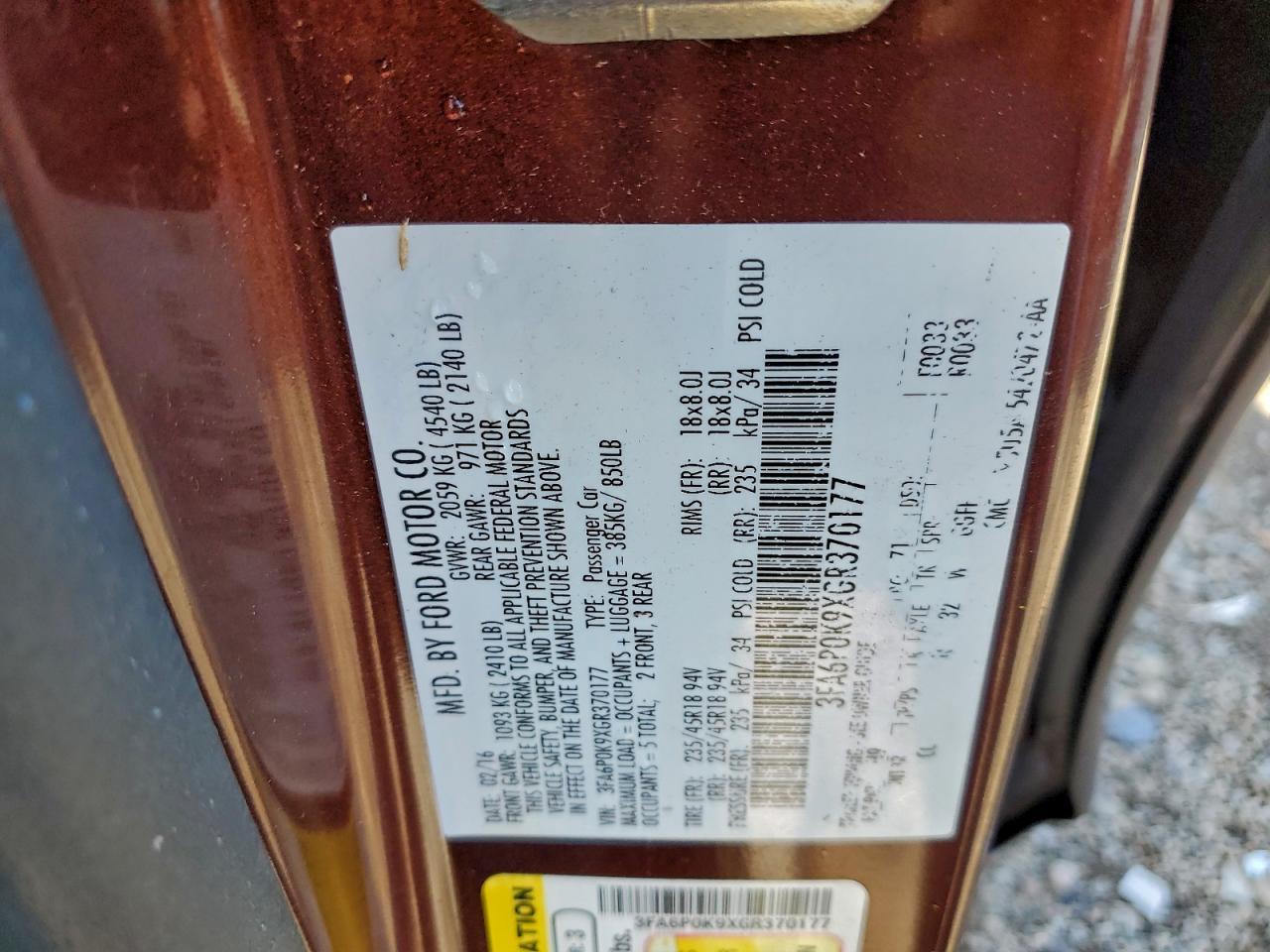 2016 FORD FUSION