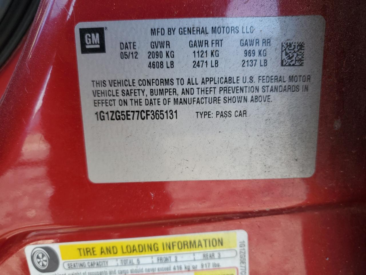 2012 CHEVROLET MALIBU