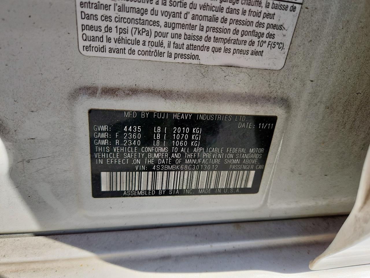 2012 SUBARU Legacy