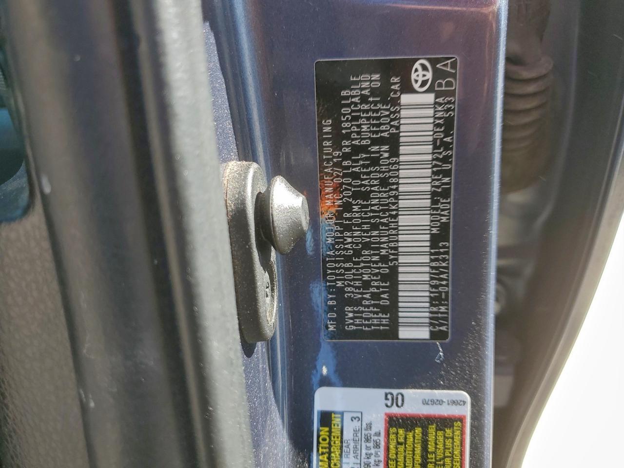 2019 TOYOTA COROLLA