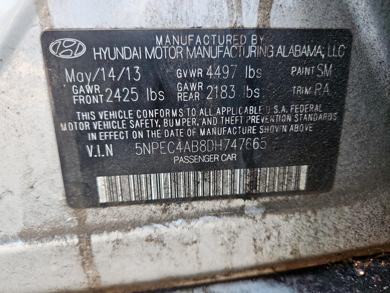 2013 HYUNDAI SONATA