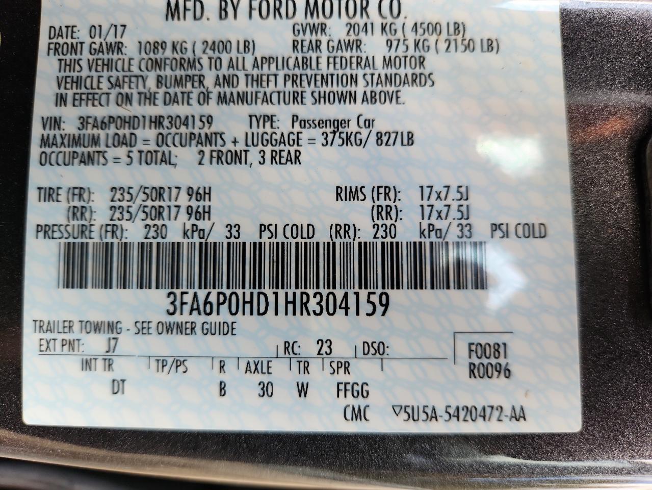 2017 FORD FUSION