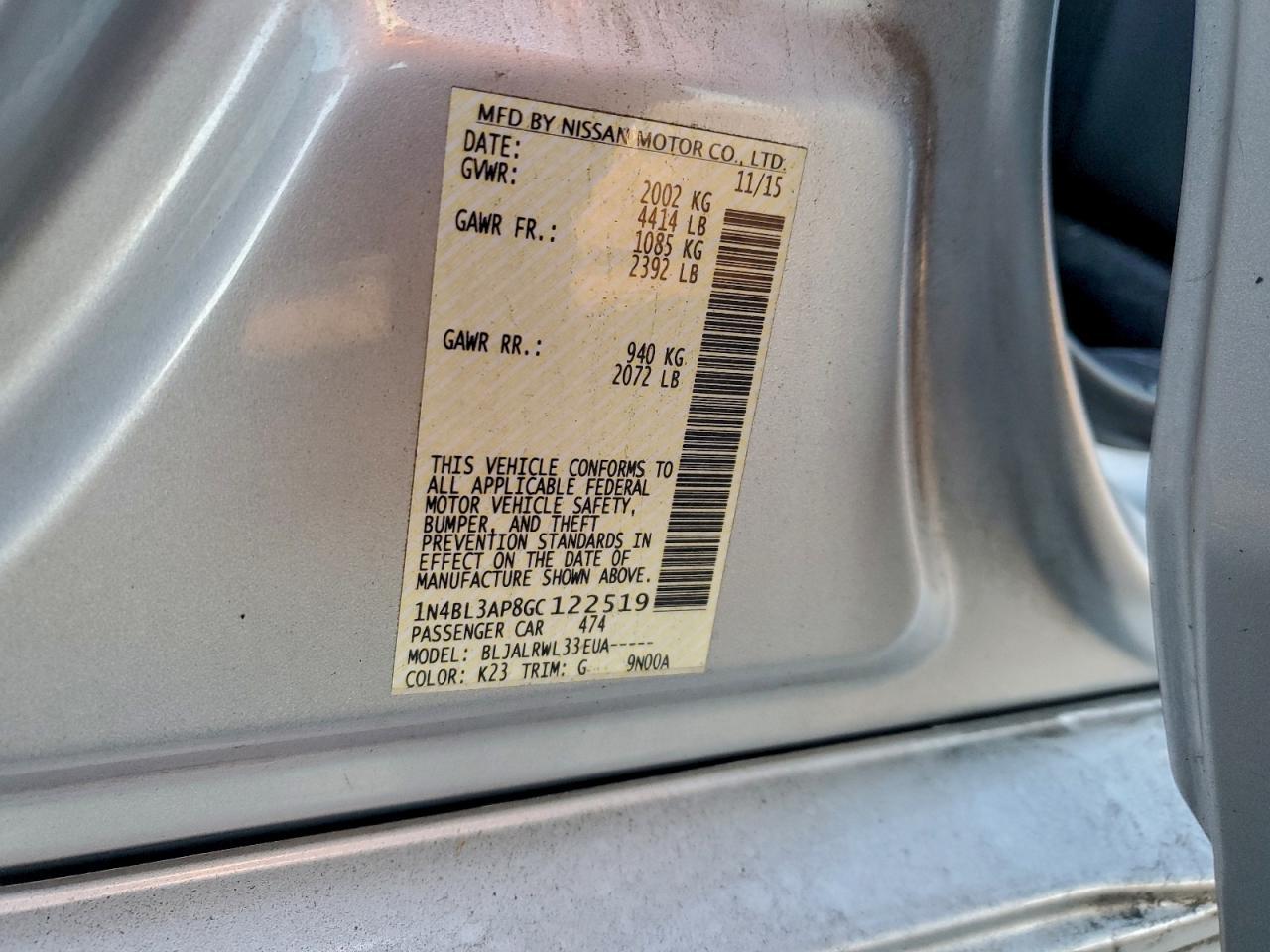 2016 NISSAN ALTIMA