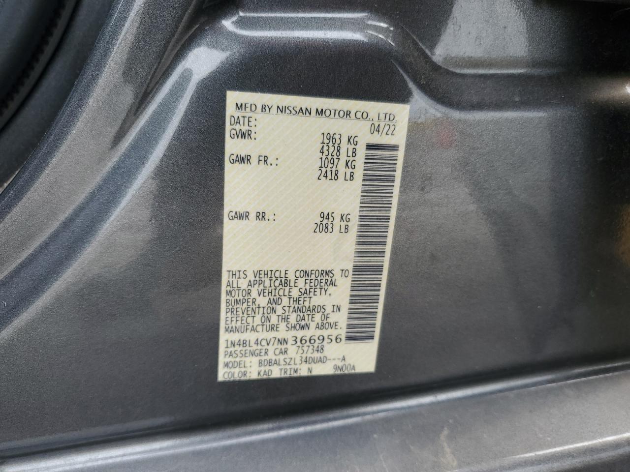 2022 NISSAN ALTIMA
