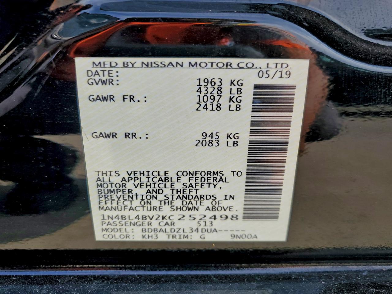 2019 NISSAN ALTIMA