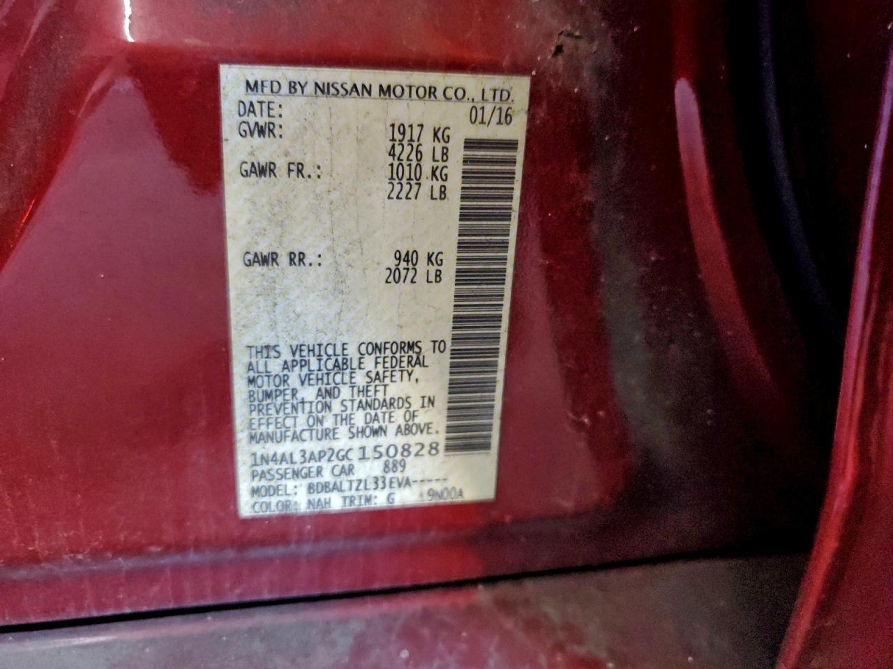 2016 NISSAN ALTIMA