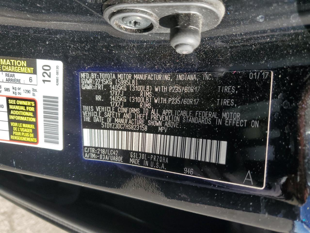 2017 TOYOTA SIENNA