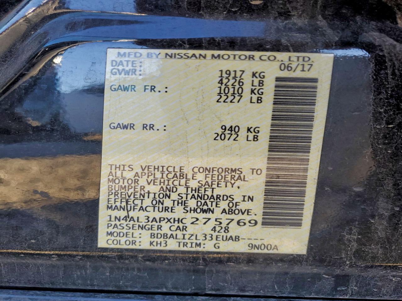 2017 NISSAN ALTIMA