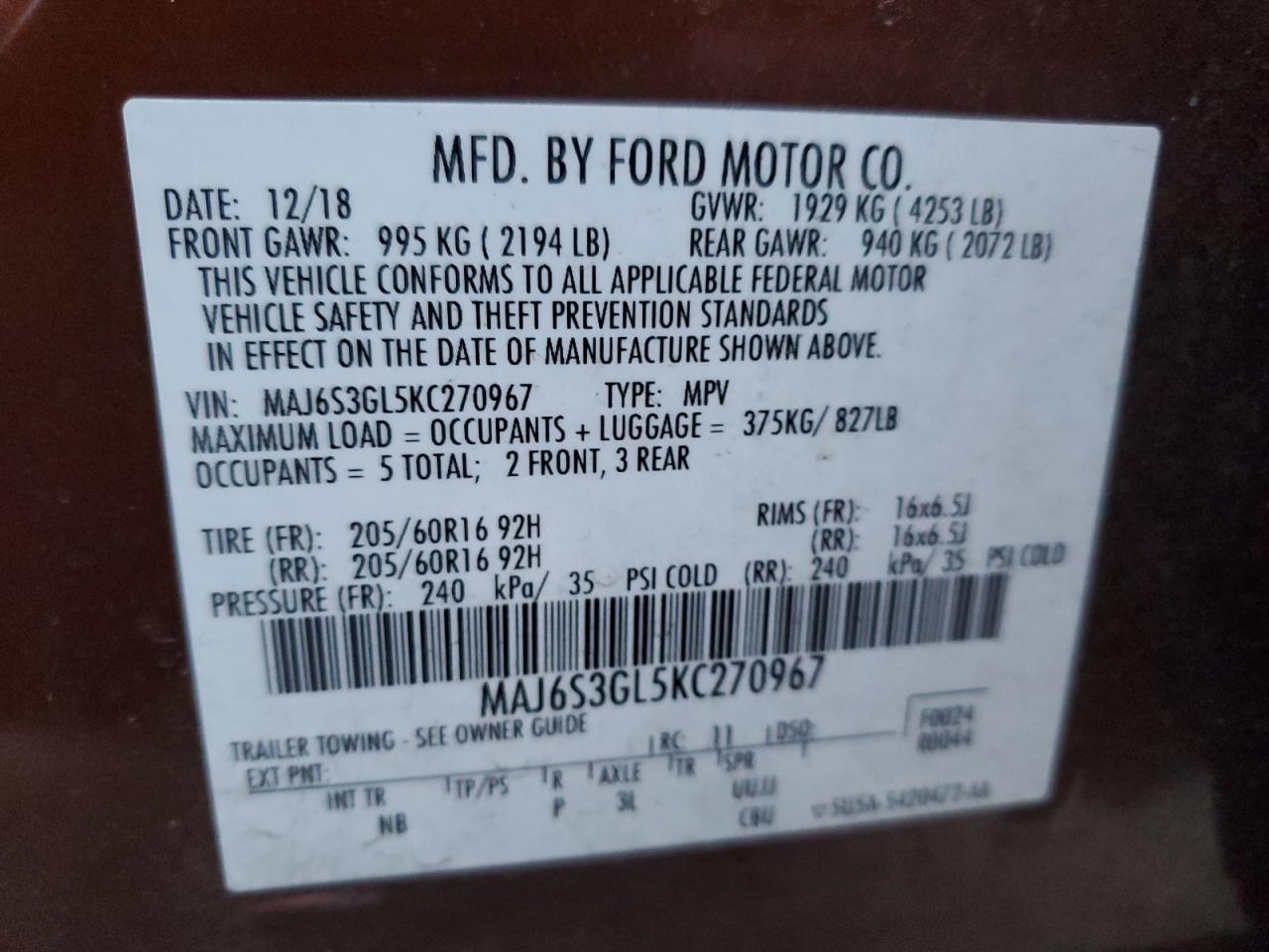 2019 FORD EcoSport