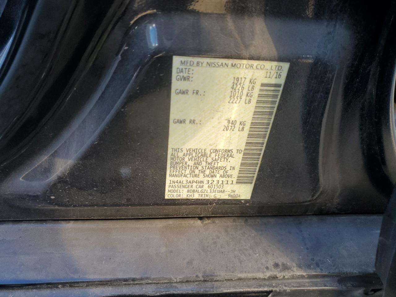 2017 NISSAN ALTIMA