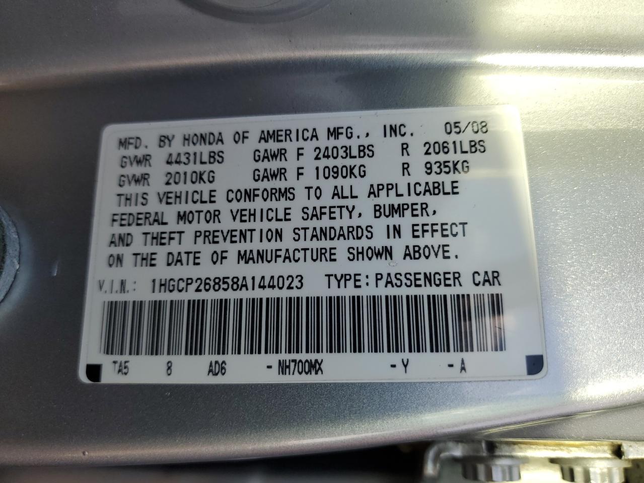 2008 HONDA ACCORD