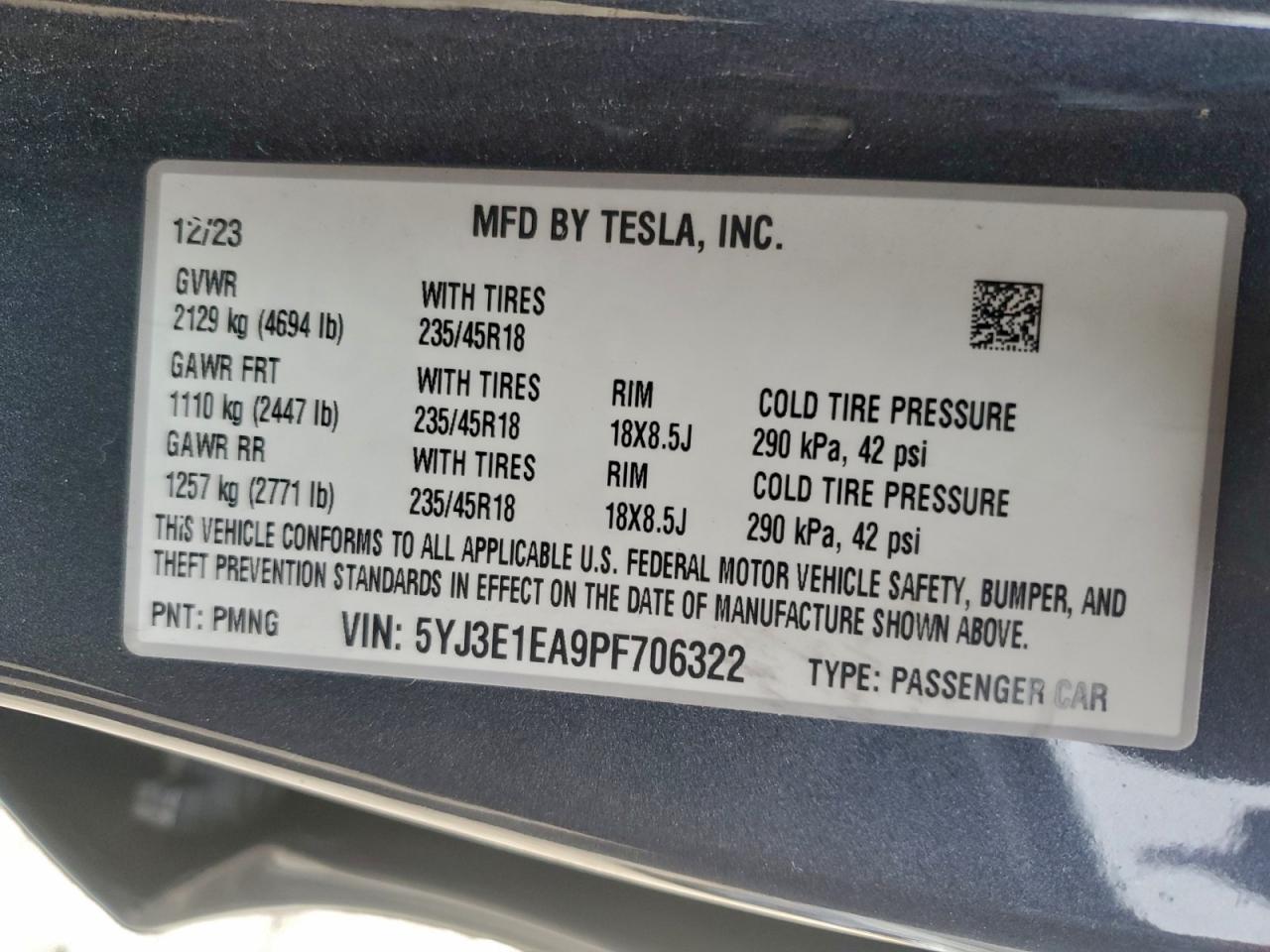 2023 TESLA MODEL 3