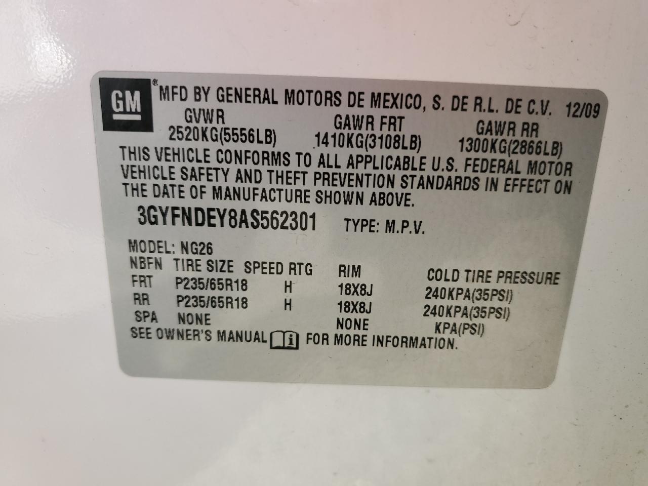 2010 CADILLAC SRX