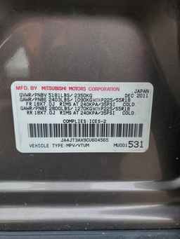 2012 MITSUBISHI outlander
