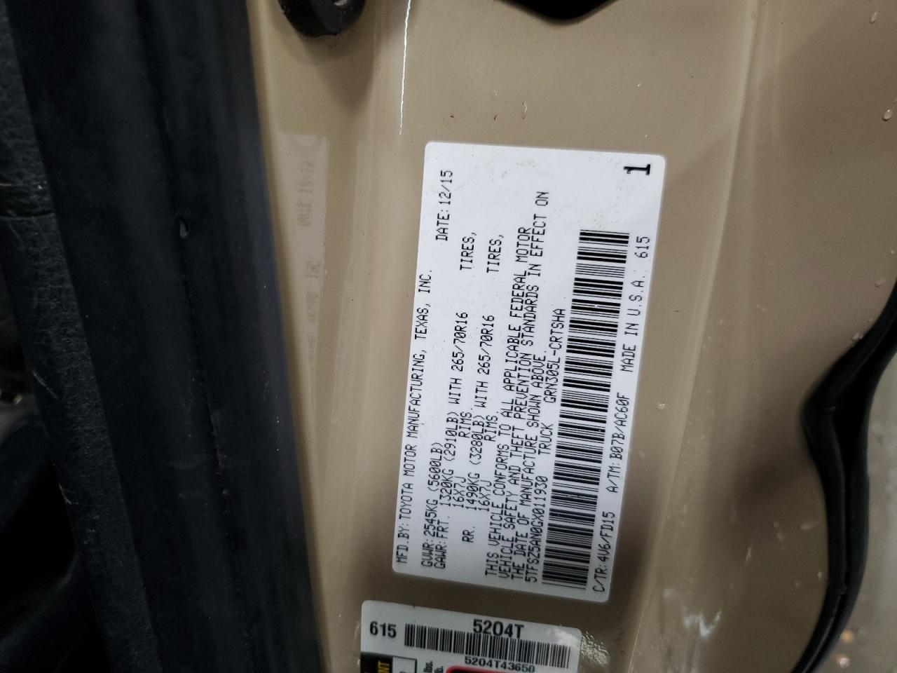 2016 TOYOTA TACOMA