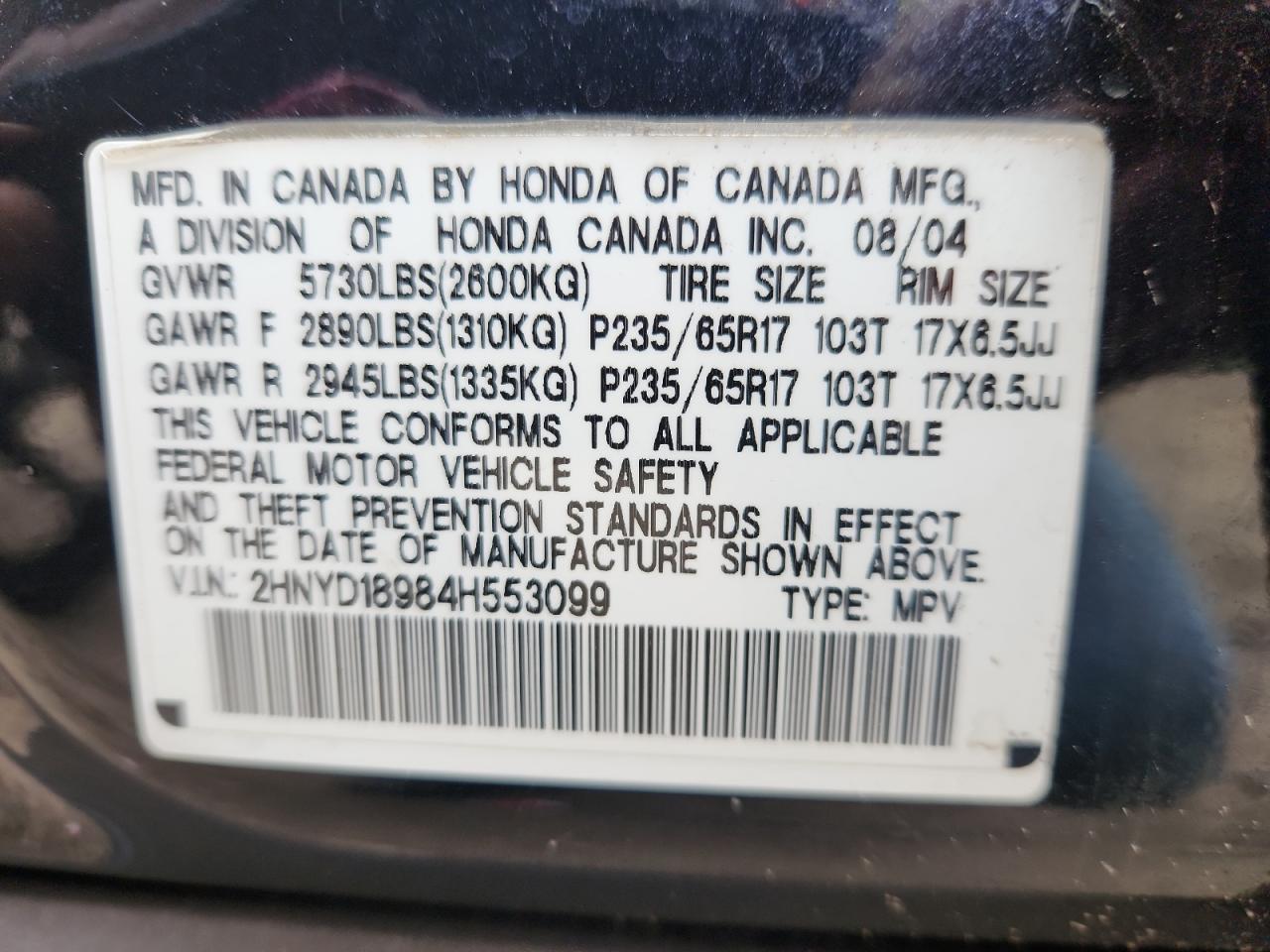 2004 ACURA MDX