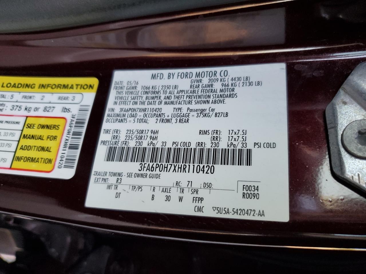 2017 FORD FUSION