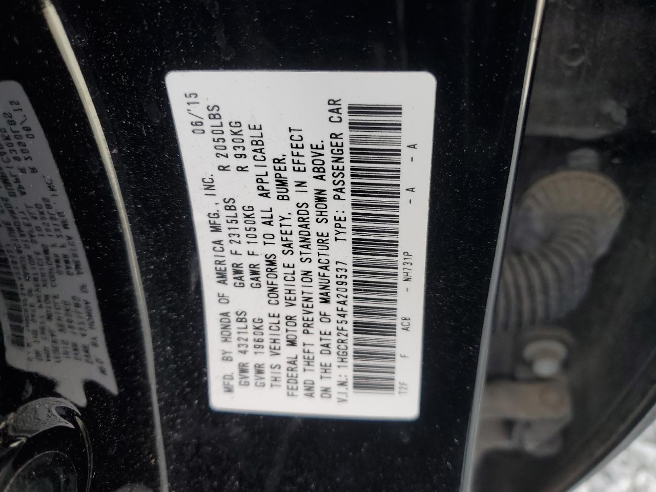 2015 HONDA ACCORD