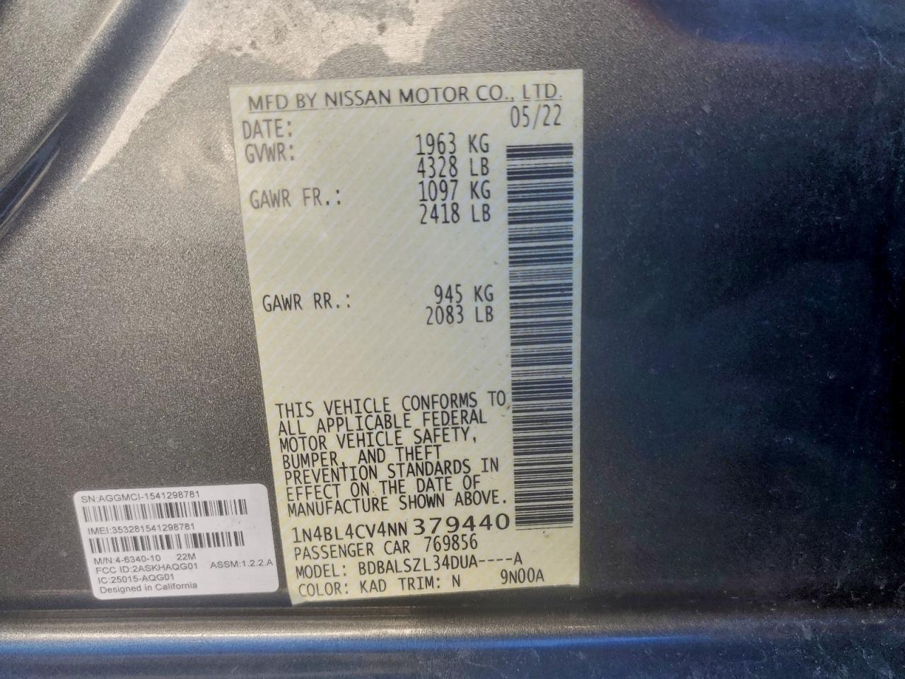 2022 NISSAN ALTIMA