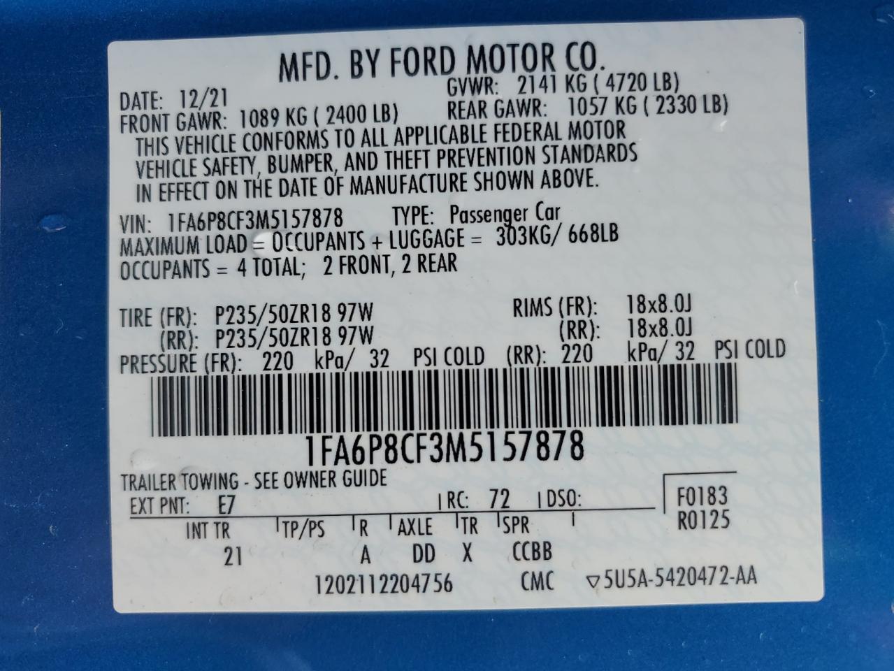 2021 FORD MUSTANG