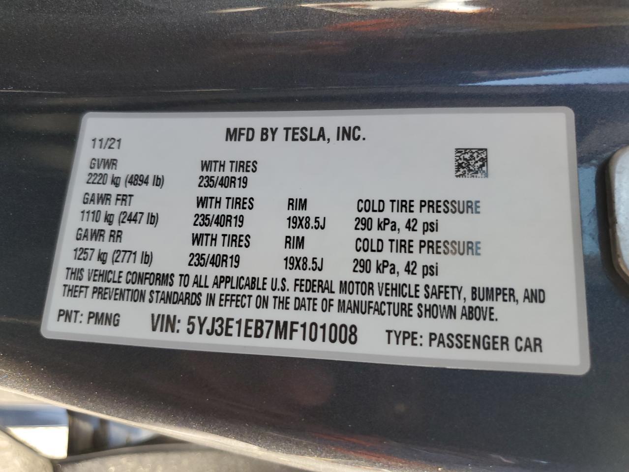 2021 TESLA MODEL 3