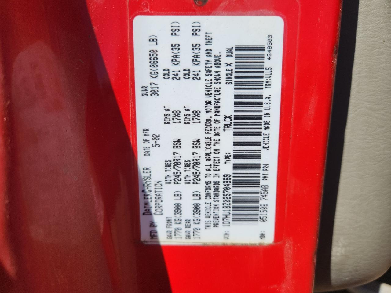 2002 DODGE RAM 1500