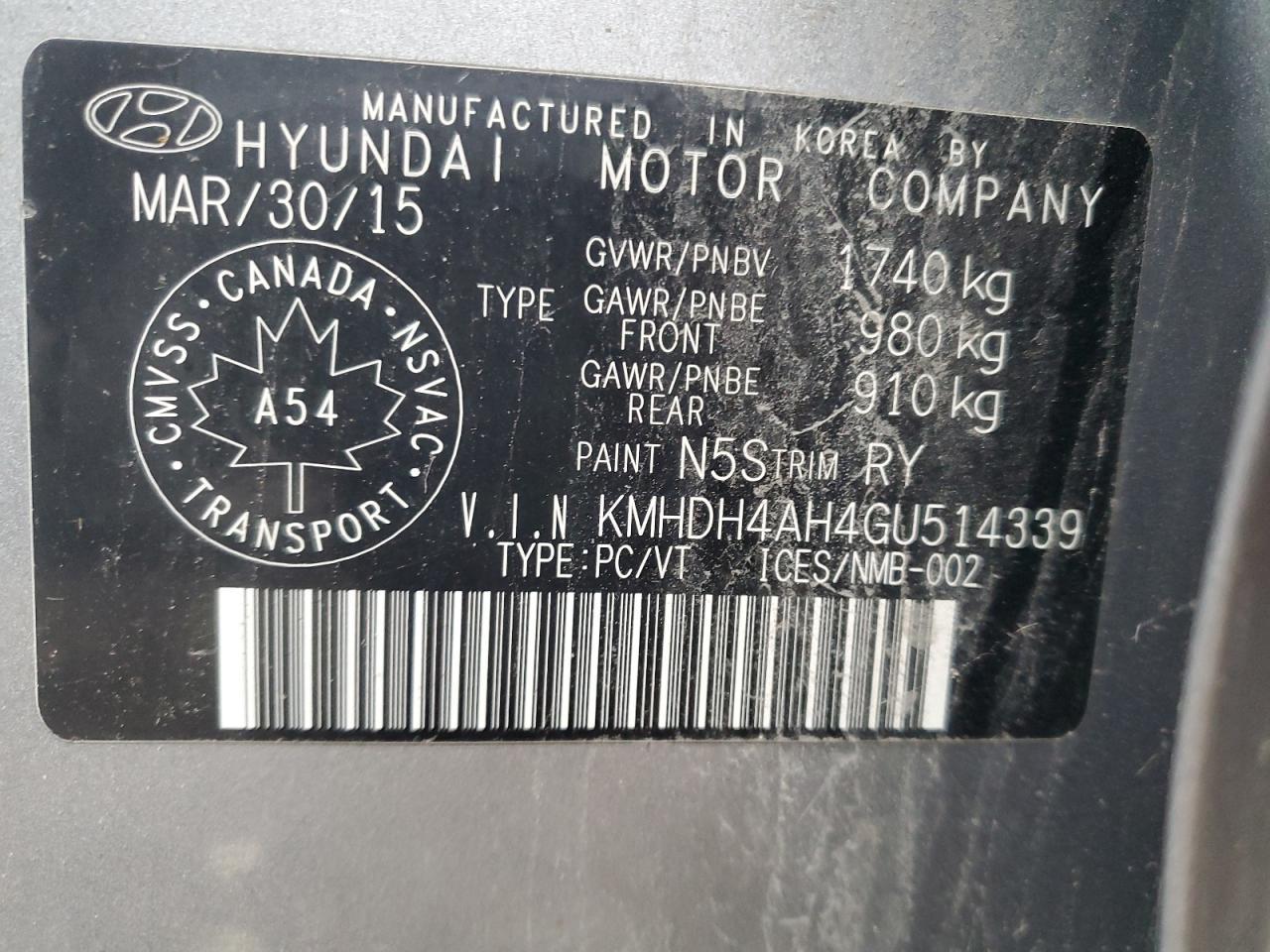 2016 HYUNDAI ELANTRA