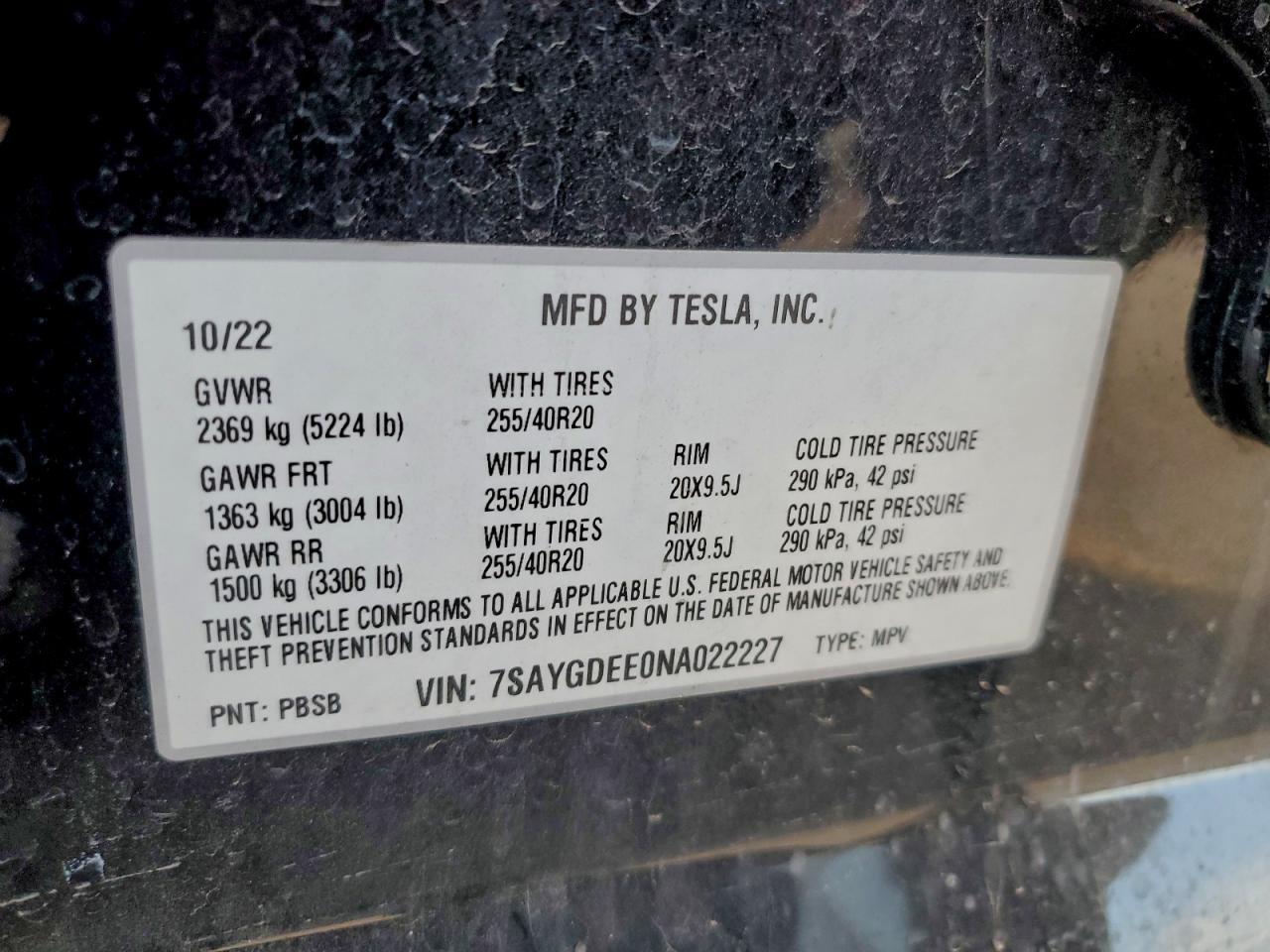 2022 TESLA MODEL Y