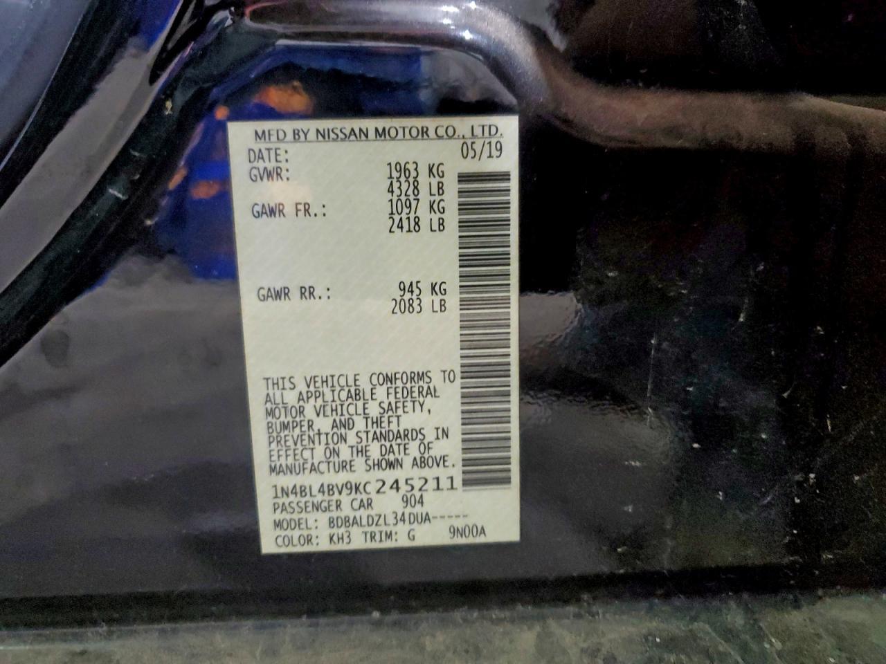 2019 NISSAN ALTIMA