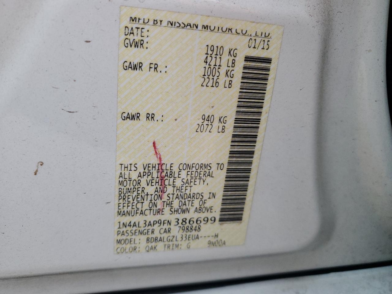 2015 NISSAN ALTIMA