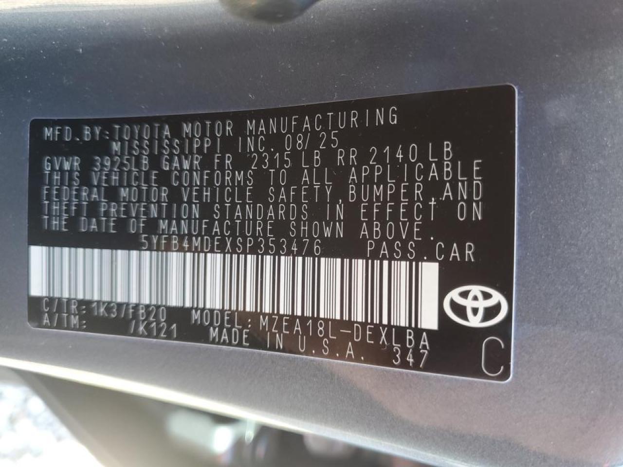 2025 TOYOTA COROLLA