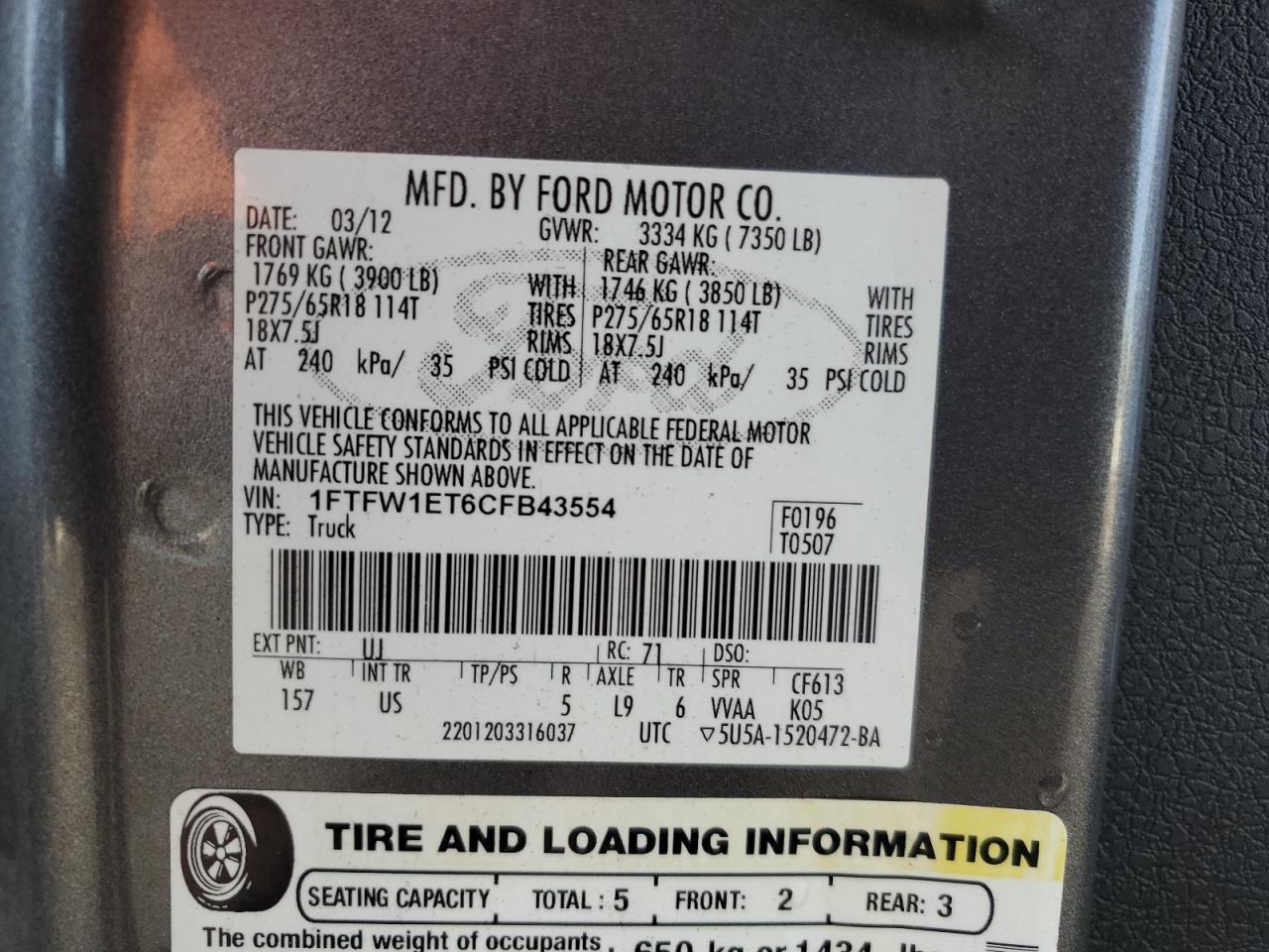 2012 FORD F-150