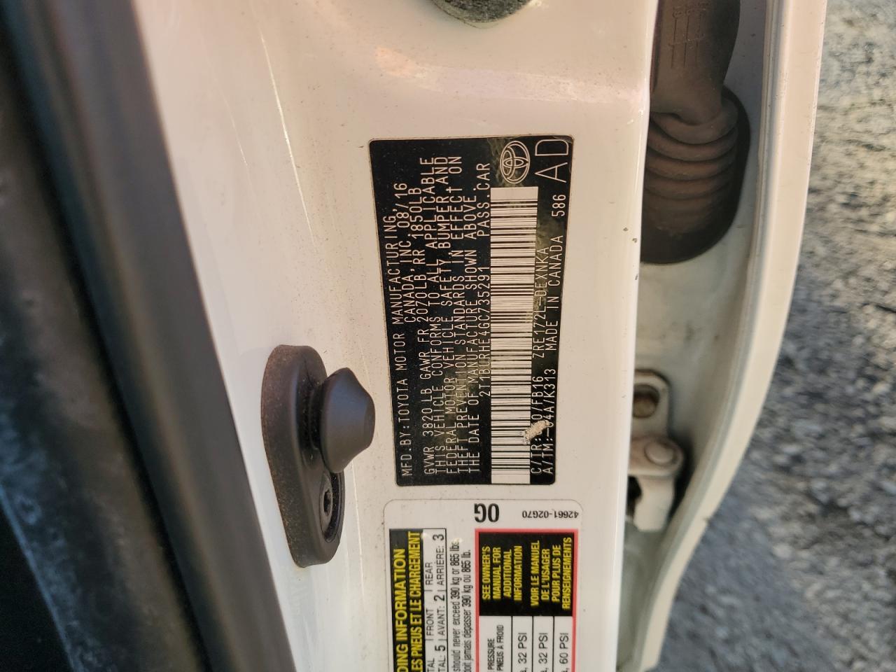 2016 TOYOTA COROLLA
