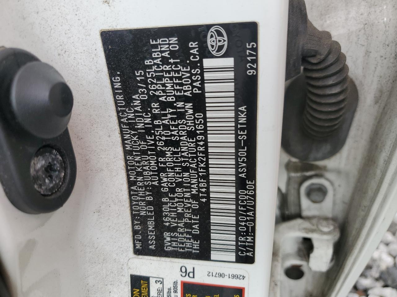 2015 TOYOTA CAMRY