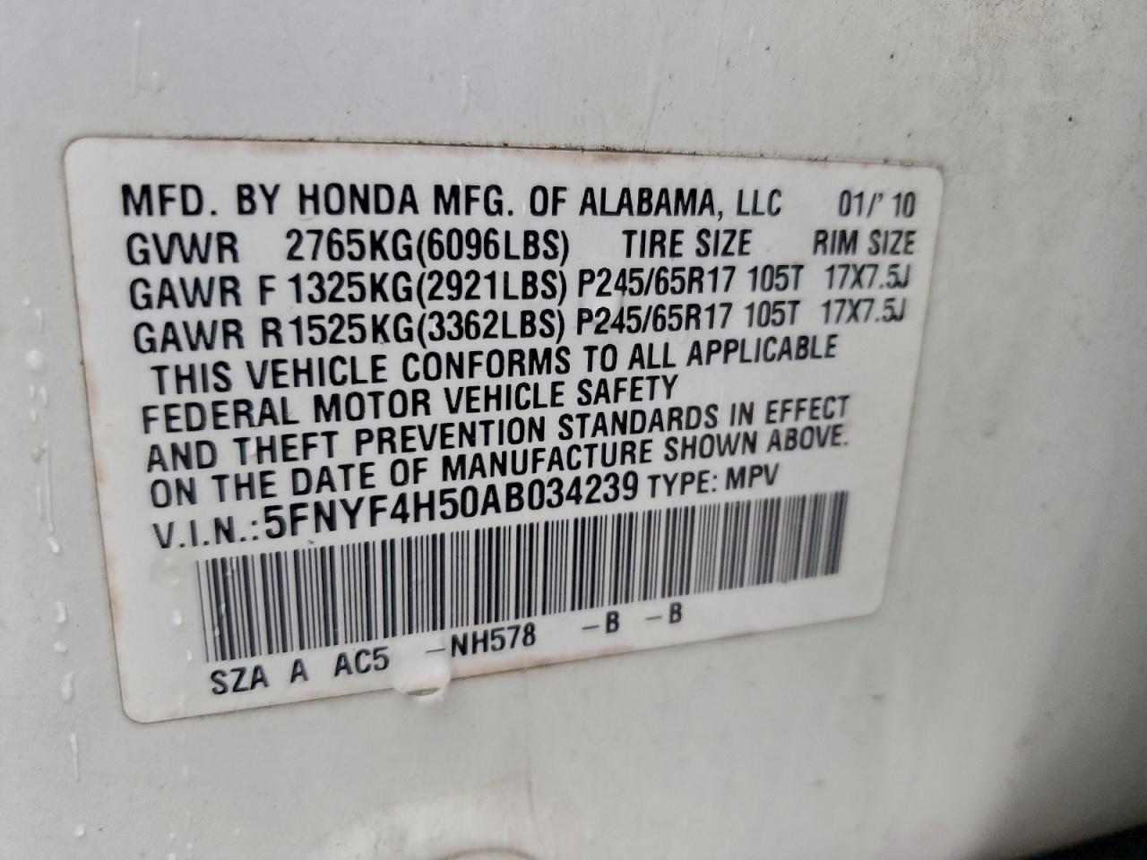 2010 HONDA PILOT